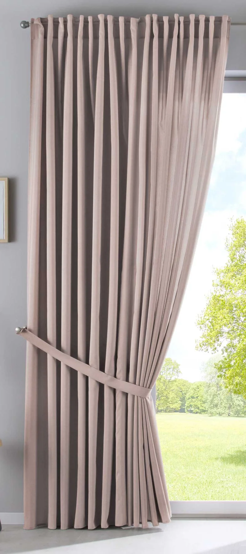 Vorhang Verdeckte Schlaufen Cationic »JENA« Blickdicht Leinen Optik Gardine Meliert Gardinenband mit Raffhalter 2019037
