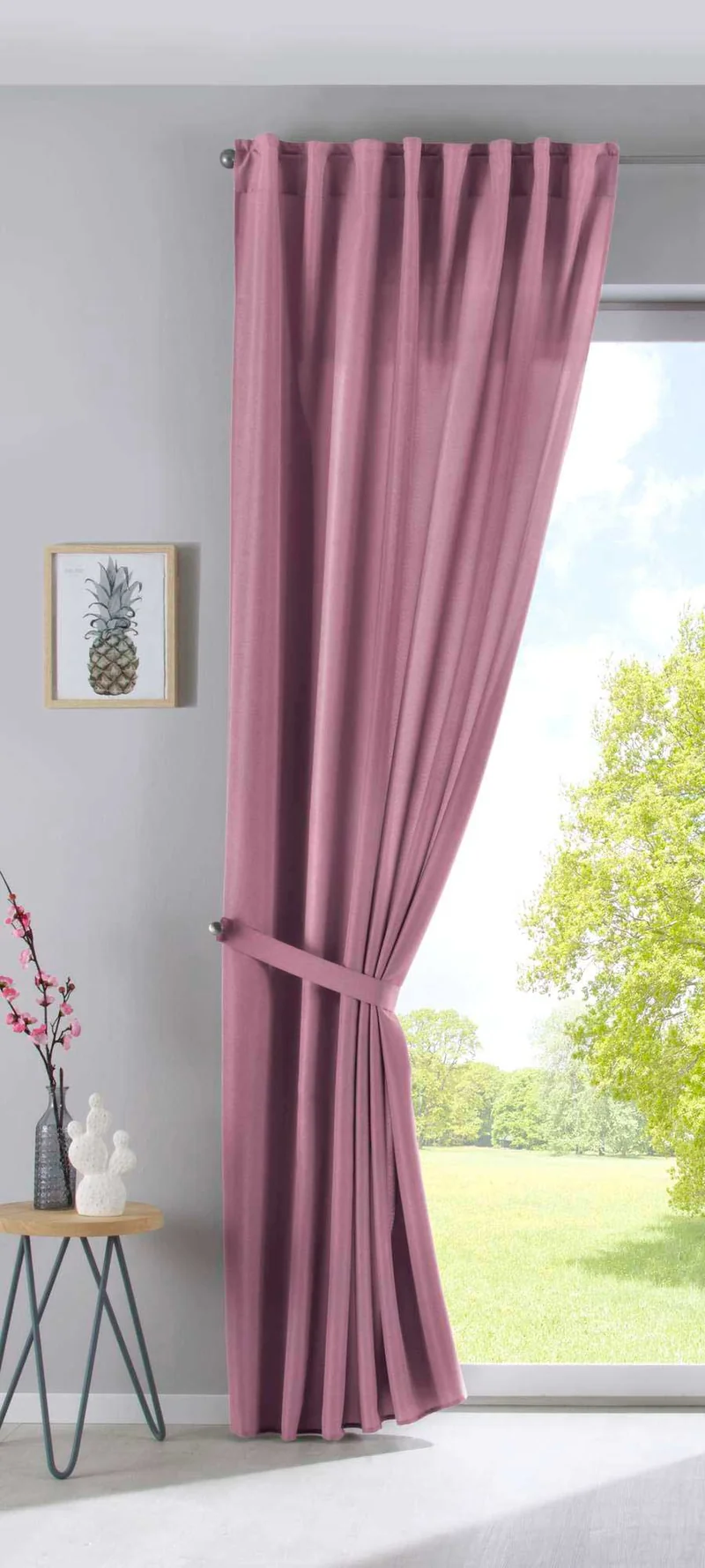 Vorhang Verdeckte Schlaufen Cationic »JENA« Blickdicht Leinen Optik Gardine Meliert Gardinenband mit Raffhalter 2019037