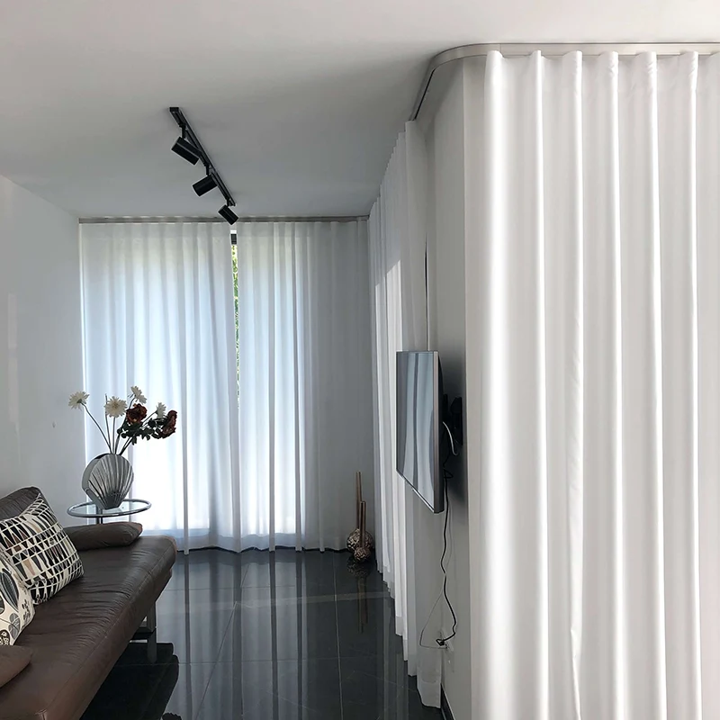 Interstil Sphäre.1 W – moderne 1-läufige Design Wellenvorhangschiene zur Deckenmontage
