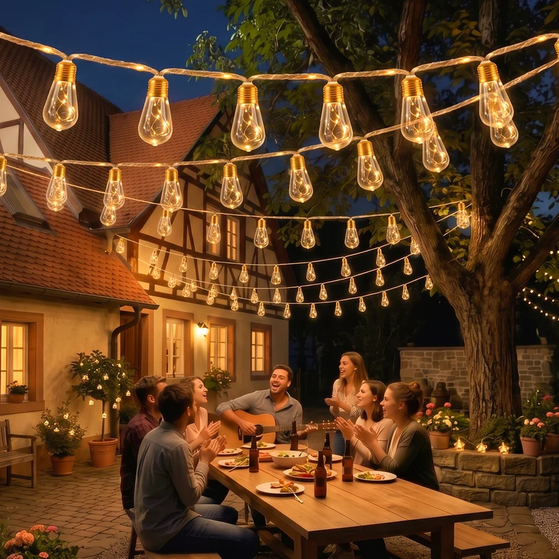 Salcar LED Solar Hanfseil Lichterkette Outdoor Vintage, 8 m (5 m Lichterkette + 3 m Zuleitung), 10 lange LED-Glühbirnen mit 149 LEDs, Warmweiß, Solar & USB aufladbar, Fernbedienung, 8 Lichtmodi, Wetterfest für Garten, Balkon & Terrasse