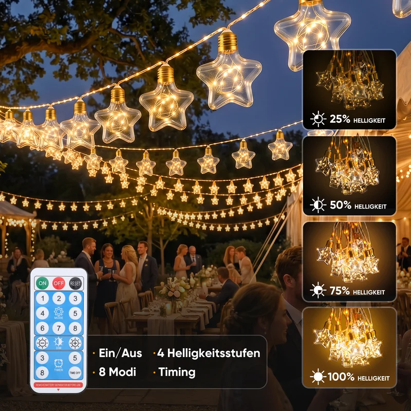 Salcar LED Solar Hanfseil Lichterkette Außen Vintage, 8 m (5 m + 3 m), 10 Glühbirnen mit 149 LEDs, Warmweiß, Solar & USB aufladbar, Fernbedienung, 8 Lichtmodi, Wetterfest für Garten, Balkon & Terrasse