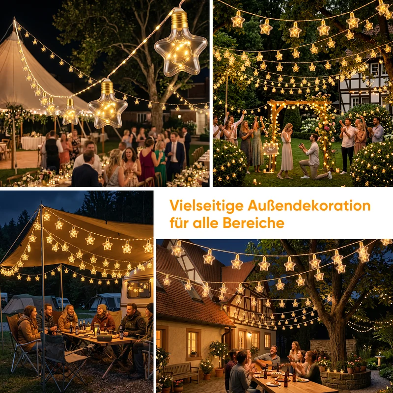 Salcar LED Solar Hanfseil Lichterkette Außen Vintage, 8 m (5 m + 3 m), 10 Glühbirnen mit 149 LEDs, Warmweiß, Solar & USB aufladbar, Fernbedienung, 8 Lichtmodi, Wetterfest für Garten, Balkon & Terrasse