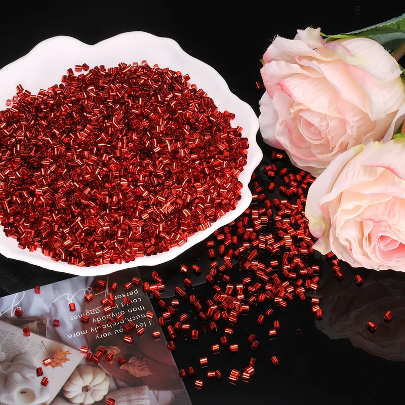 Straw Tube Beads, 150 g 3D Plastic Beads for Crystal Mud Red