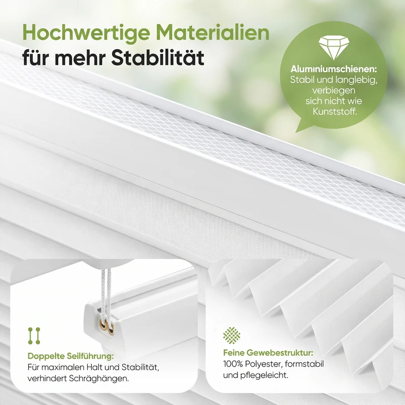 Salcar Plissee ohne Bohren Weiß – Klemmfix Faltrollo lichtdurchlässig & blickdicht, stufenlos verstellbar mit Aluminium-Schienen für Fenster & Türen