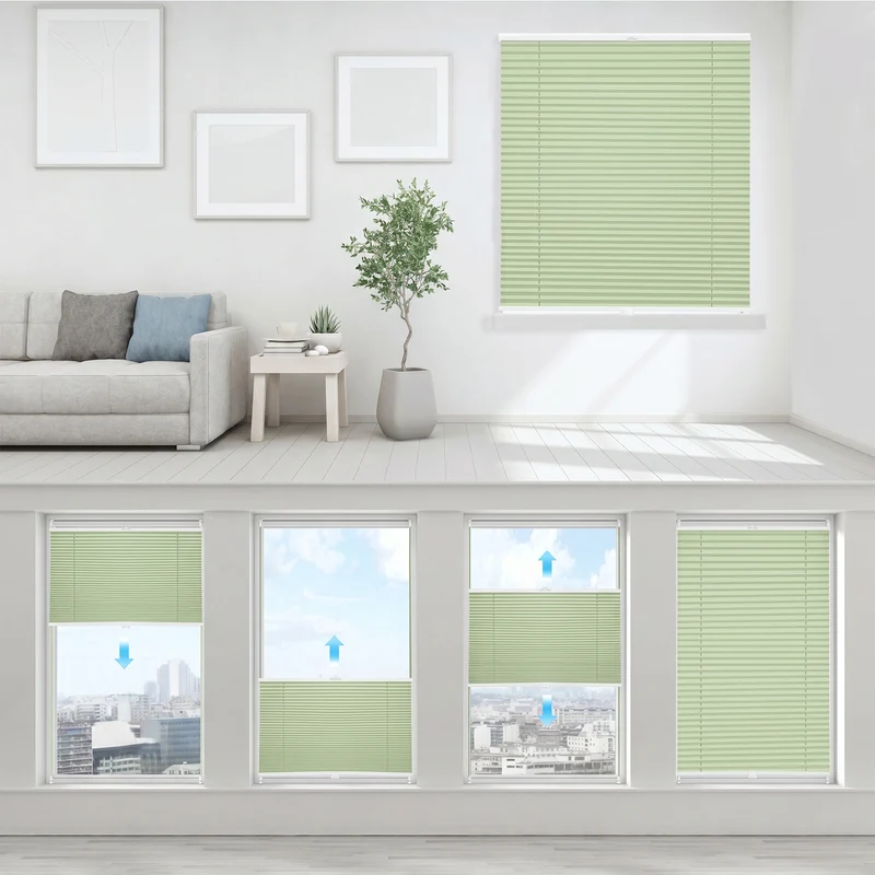 Sekey Plissee ohne Bohren Grün – Klemmfix Faltrollo blickdicht, Lichtschutz Plissee für Fenster & Tür mit Klemmträger