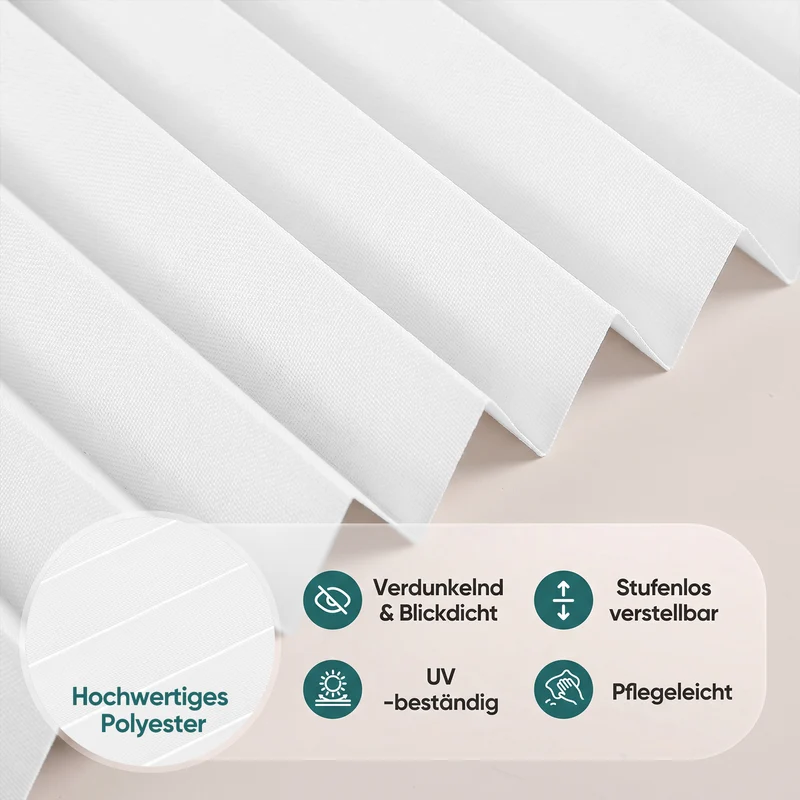 Sekey Plissee ohne Bohren Klemmfix – Lichtschutz & Sichtschutz für Fenster und Tür | Weiß