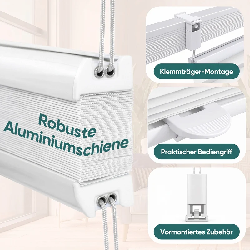 Sekey Plissee ohne Bohren Klemmfix – Lichtschutz & Sichtschutz für Fenster und Tür | Weiß