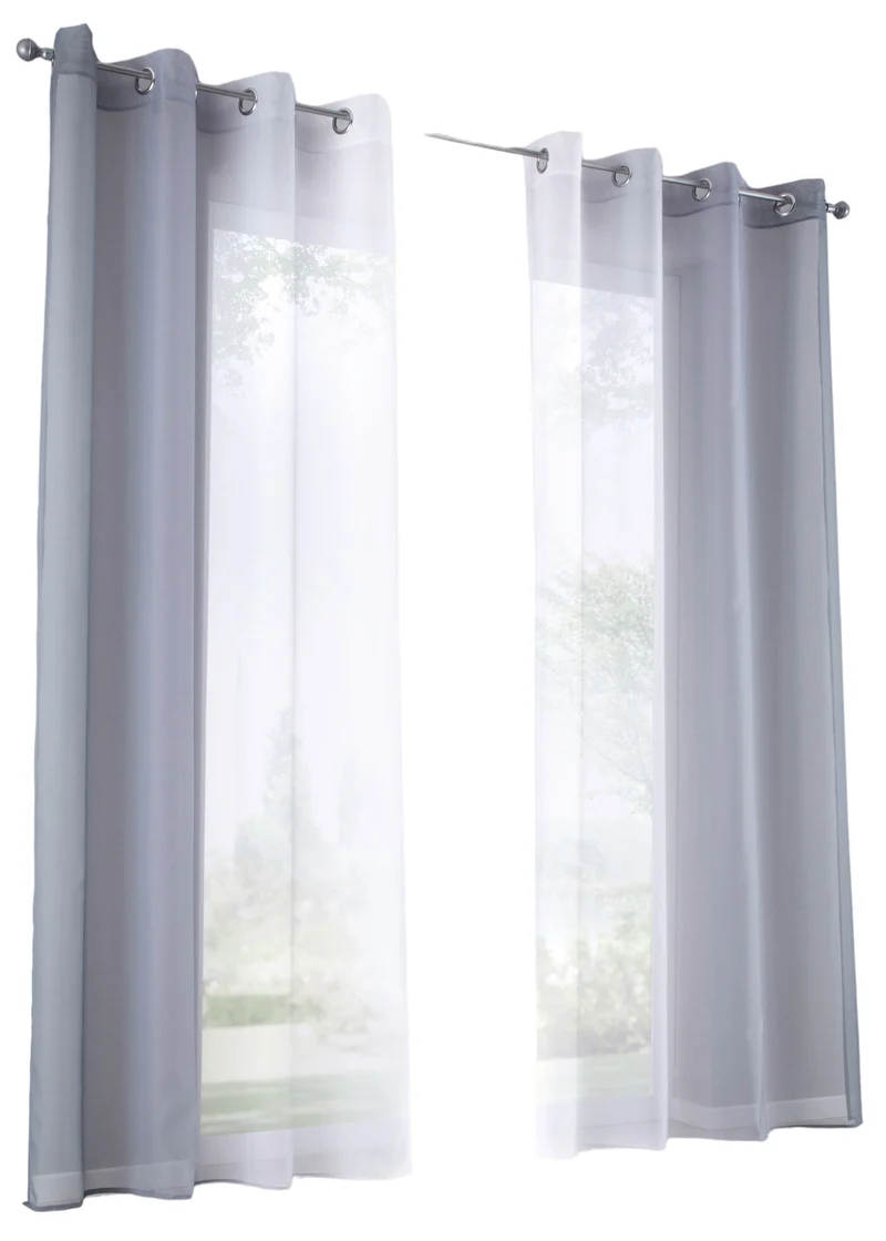 2er Pack Gardinen Vertikal Farbverlauf Druck Transparent »Modena« mit Ösen und Raffhalter, Vorhang, Dekoschal 10000183