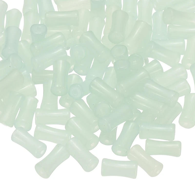 100 Pcs Glass Tube Beads, 6x12mm Bamboo Stick Tube Beads, Gray
