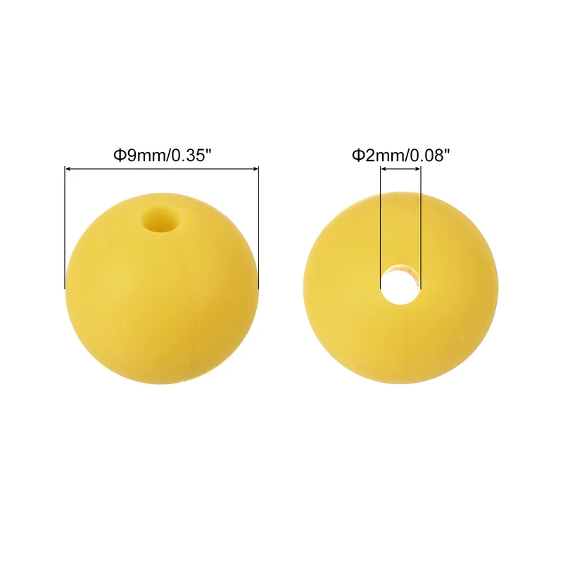 50Pcs 9mm Silicone Beads, Round Loose Rubber Bead for DIY (Dark Yellow)