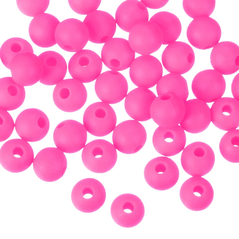 50Pcs 6mm Silicone Beads, Round Loose Rubber Bead for DIY (Rose Red)