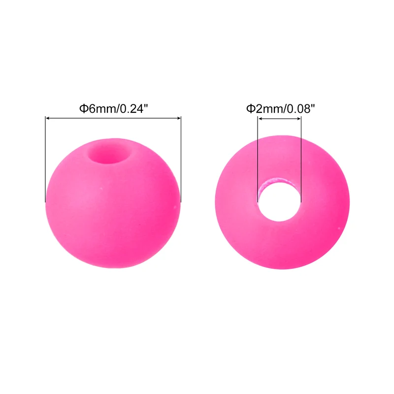 50Pcs 6mm Silicone Beads, Round Loose Rubber Bead for DIY (Rose Red)