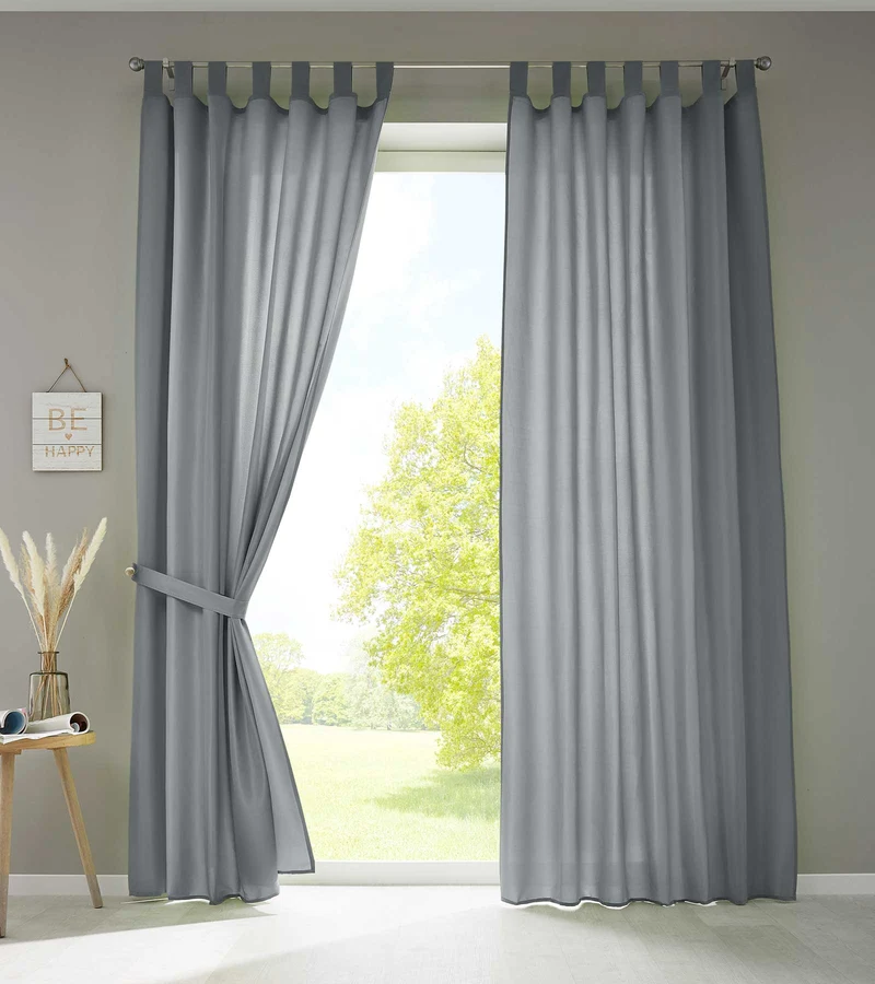 2er Set Vorhänge Schal Schlaufen »Berlin« Microsatin Lichtdurchlässig Kräuselband Uni Matt 20400N2