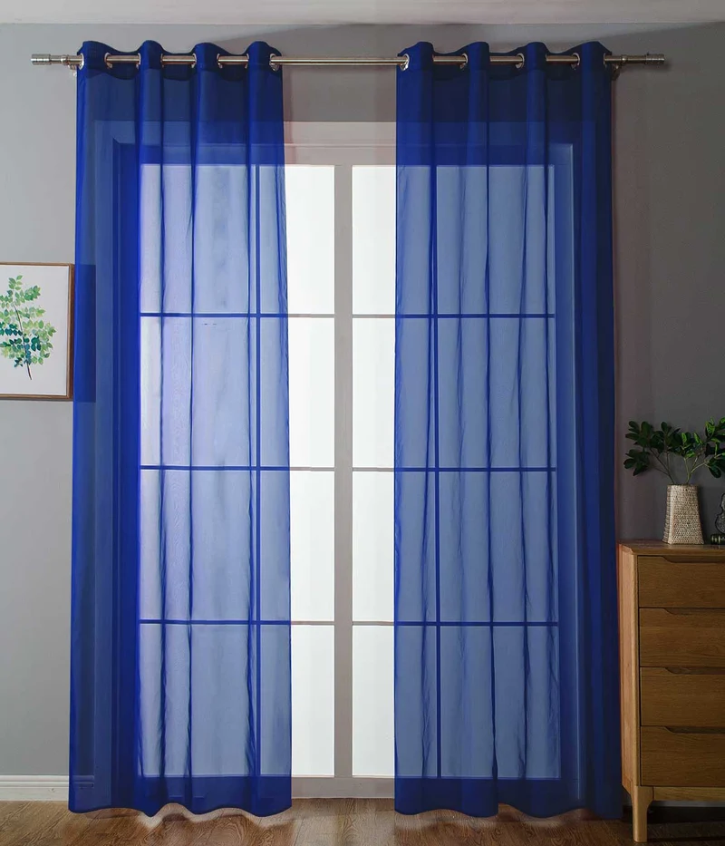 2er-Pack Ösen Gardinen Transparent Vorhang Set Wohnzimmer Voile Ösenvorhang Bleibandabschluß 203322