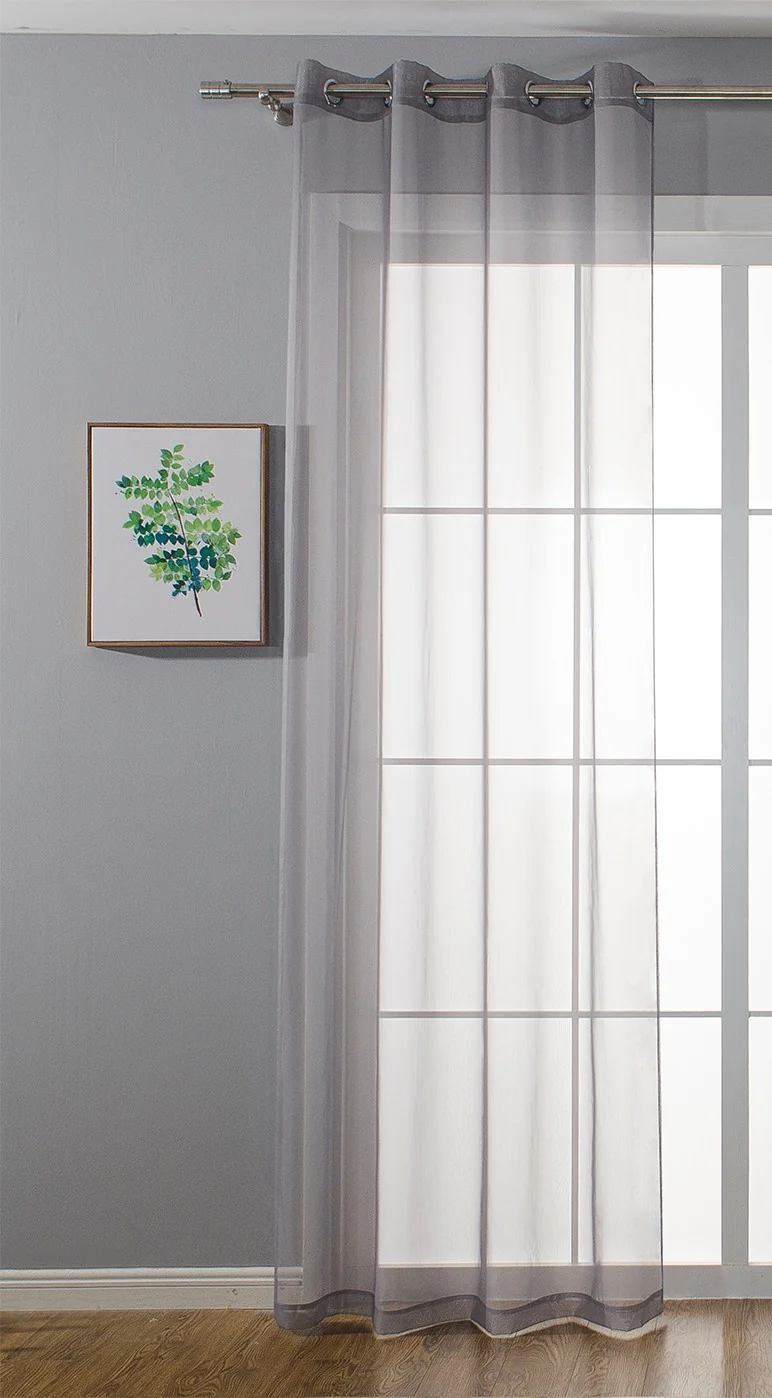 2er-Pack Ösen Gardinen Transparent Vorhang Set Wohnzimmer Voile Ösenvorhang Bleibandabschluß 203322