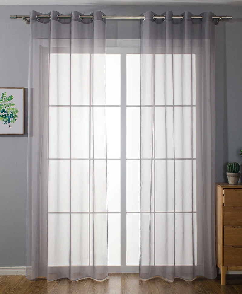 2er-Pack Ösen Gardinen Transparent Vorhang Set Wohnzimmer Voile Ösenvorhang Bleibandabschluß 203322