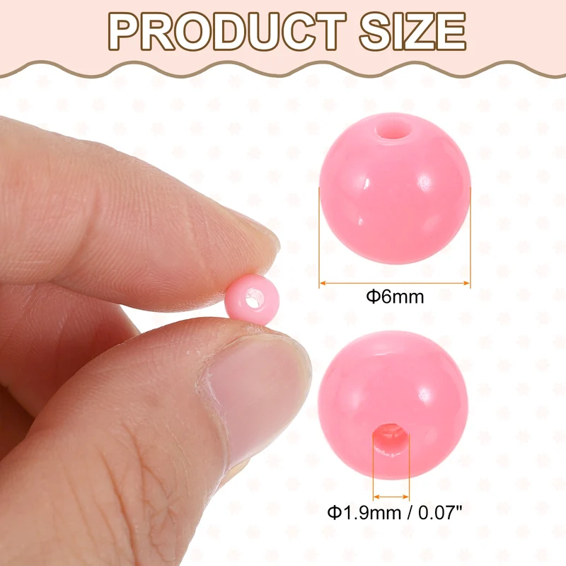 200pcs Cream Purple Acrylic Round Beads 6mm Plastic Resin Loose Bead
