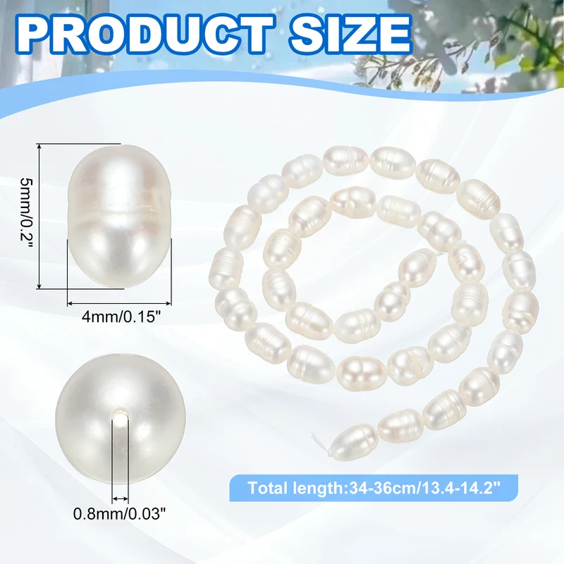 Freshwater Pearl Beads, 4-5mm Rice Shape Pearl String, Beige White
