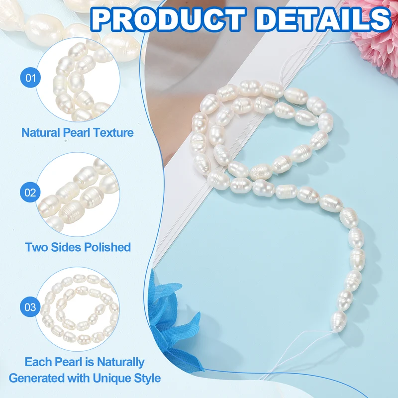 Freshwater Pearl Beads, 4-5mm Rice Shape Pearl String, Beige White