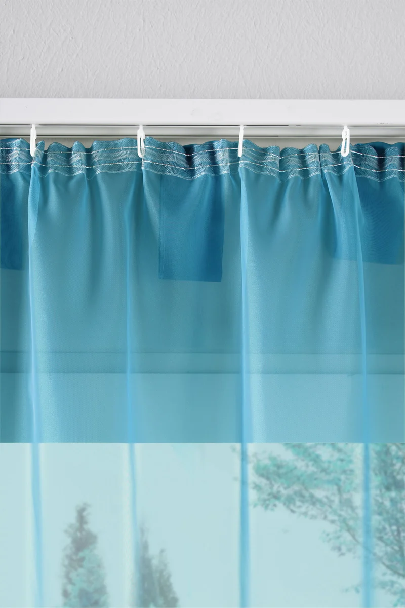 2er-Pack Gardinen Transparent Vorhang Set Wohnzimmer Voile Schlaufenschal mit Bleibandabschluß 61000CN