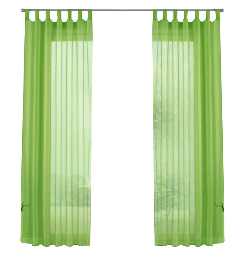 2er-Pack Gardinen Transparent Vorhang Set Wohnzimmer Voile Schlaufenschal mit Bleibandabschluß 61000CN
