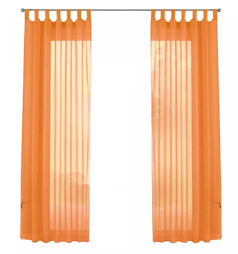 2er-Pack Gardinen Transparent Vorhang Set Wohnzimmer Voile Schlaufenschal mit Bleibandabschluß 61000CN