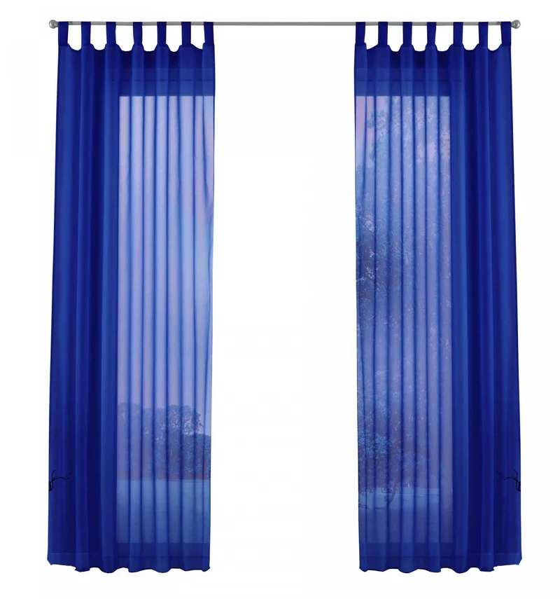 2er-Pack Gardinen Transparent Vorhang Set Wohnzimmer Voile Schlaufenschal mit Bleibandabschluß 61000CN