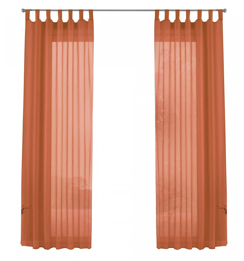 2er-Pack Gardinen Transparent Vorhang Set Wohnzimmer Voile Schlaufenschal mit Bleibandabschluß 61000CN