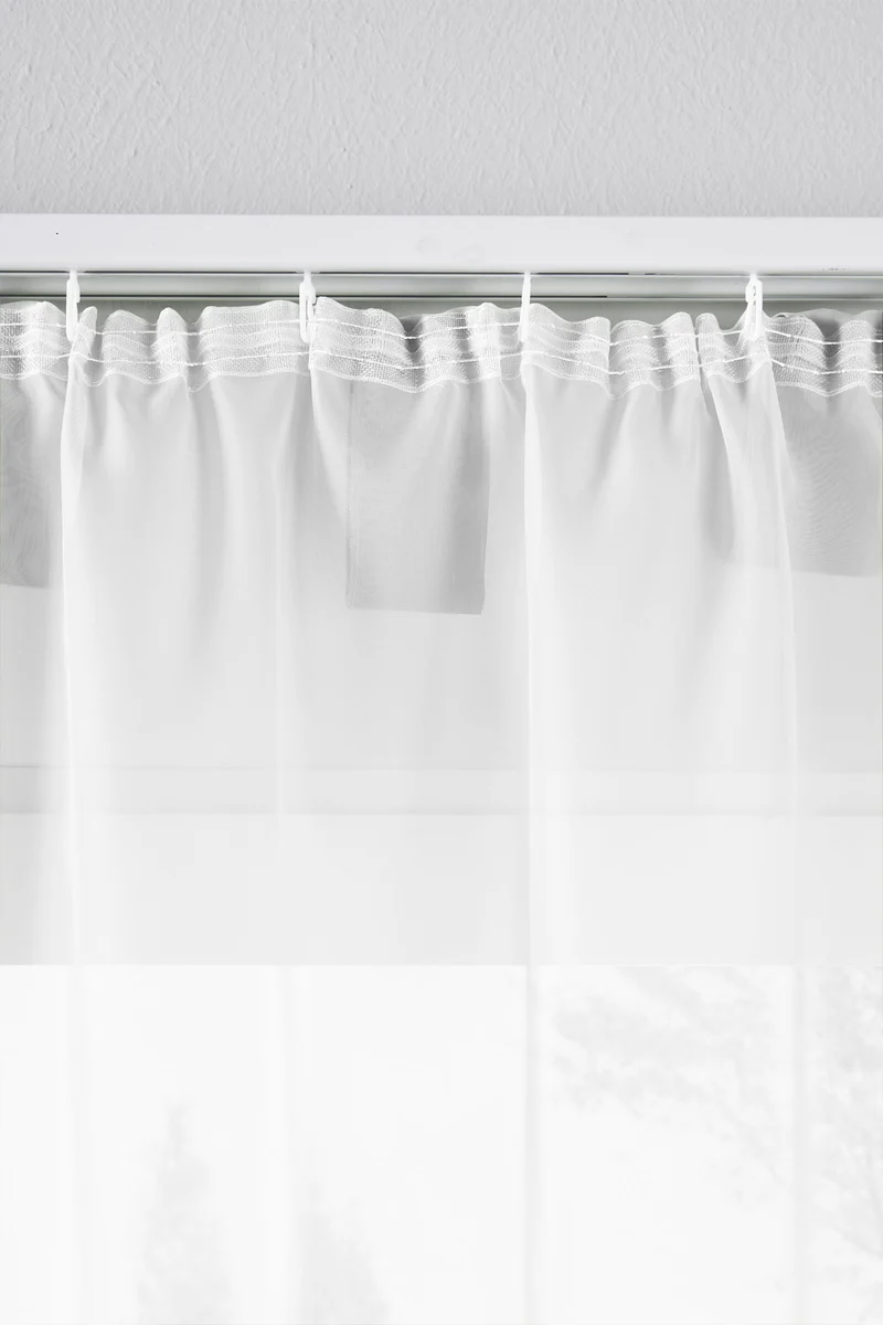 2er-Pack Gardinen Transparent Vorhang Set Wohnzimmer Voile Schlaufenschal mit Bleibandabschluß 61000CN