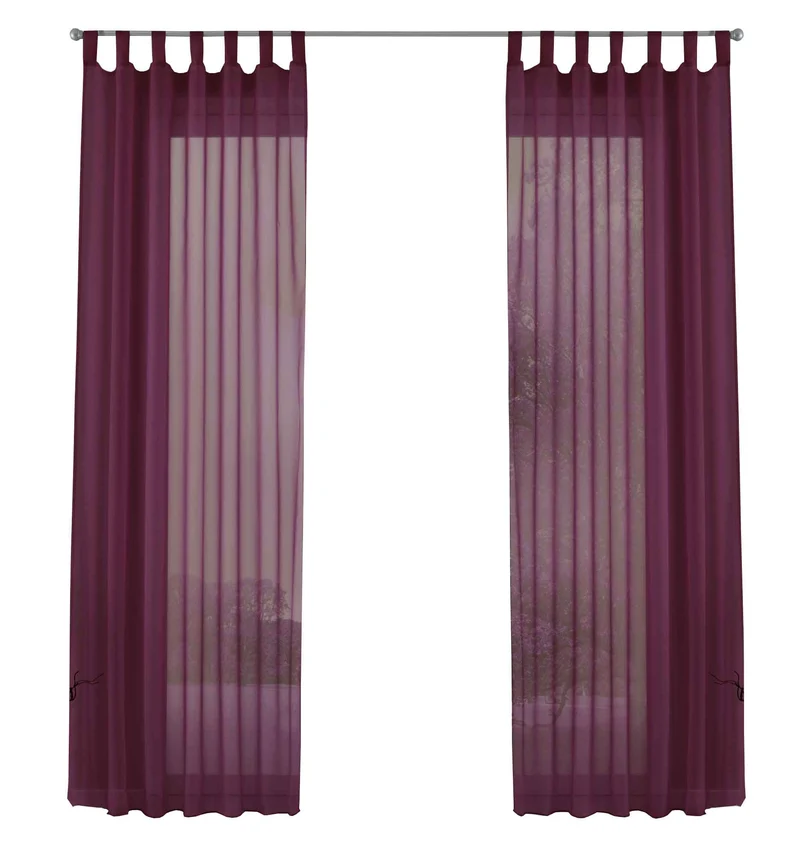 2er-Pack Gardinen Transparent Vorhang Set Wohnzimmer Voile Schlaufenschal mit Bleibandabschluß 61000CN