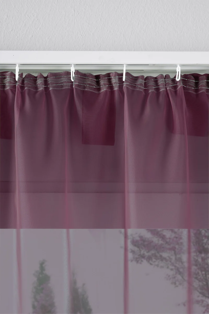 2er-Pack Gardinen Transparent Vorhang Set Wohnzimmer Voile Schlaufenschal mit Bleibandabschluß 61000CN