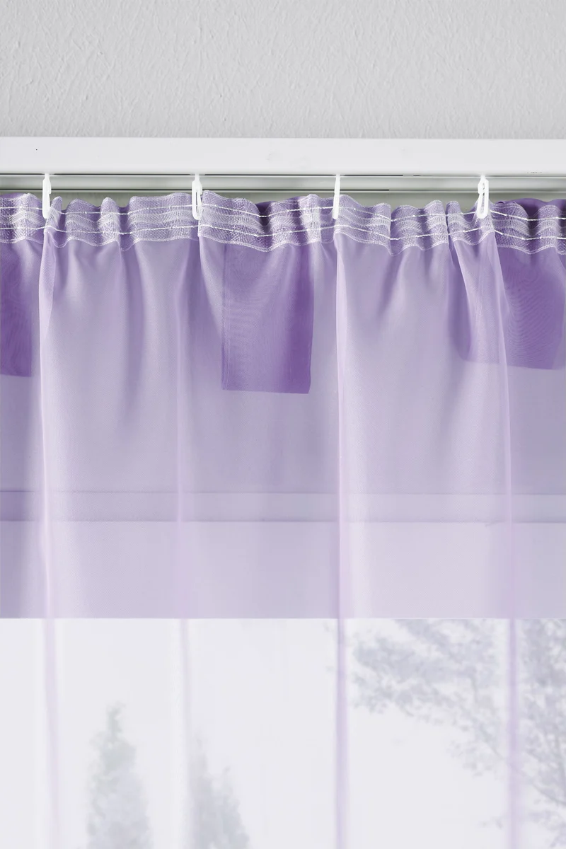 2er-Pack Gardinen Transparent Vorhang Set Wohnzimmer Voile Schlaufenschal mit Bleibandabschluß 61000CN