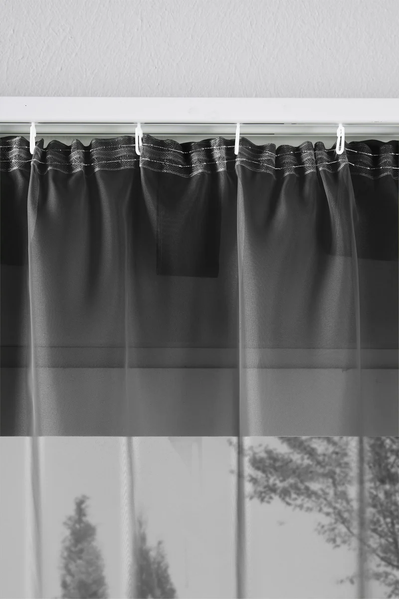 2er-Pack Gardinen Transparent Vorhang Set Wohnzimmer Voile Schlaufenschal mit Bleibandabschluß 61000CN