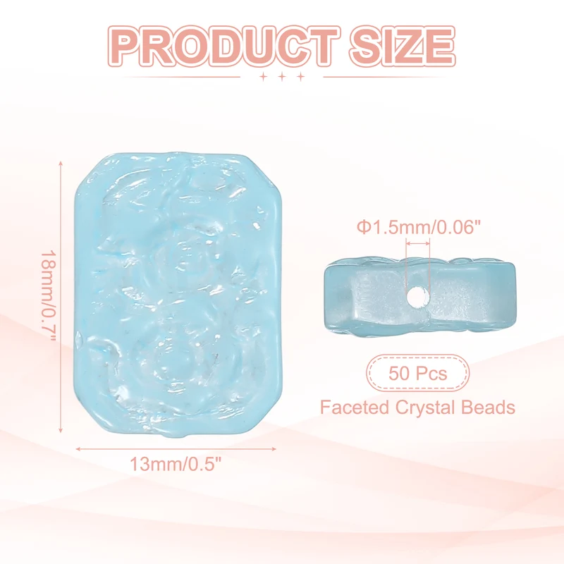 50 Pcs Faceted Crystal Beads for Jewelry Making, Glass Loose Beads, Blue