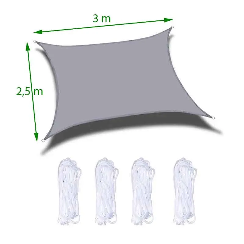 Sonnensegel Sonnenschutz Set inkl Befestigungsseile Wasserabweisend Polyester UV Schutz Windschutz Wetterschutz für Balkon Garten Terrasse 2023900N