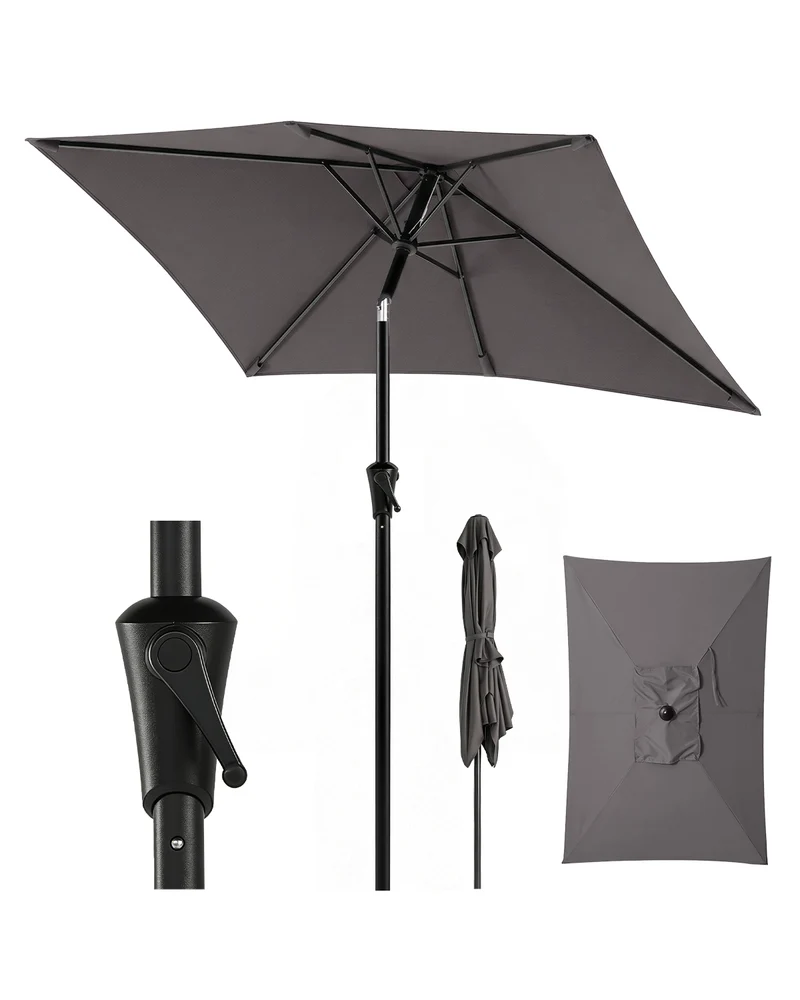 Sekey Rechteckiger Sonnenschirm 200x300 cm mit Kurbel & 30° Neigung – UV-Schutz 50+, Gartenschirm, Marktschirm, stabiler Terrassenschirm für Garten & Balkon