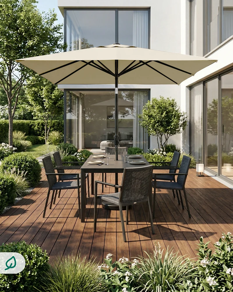Sekey Rechteckiger Sonnenschirm 200x300 cm mit Kurbel & 30° Neigung – UV-Schutz 50+, Gartenschirm, Marktschirm, stabiler Terrassenschirm für Garten & Balkon