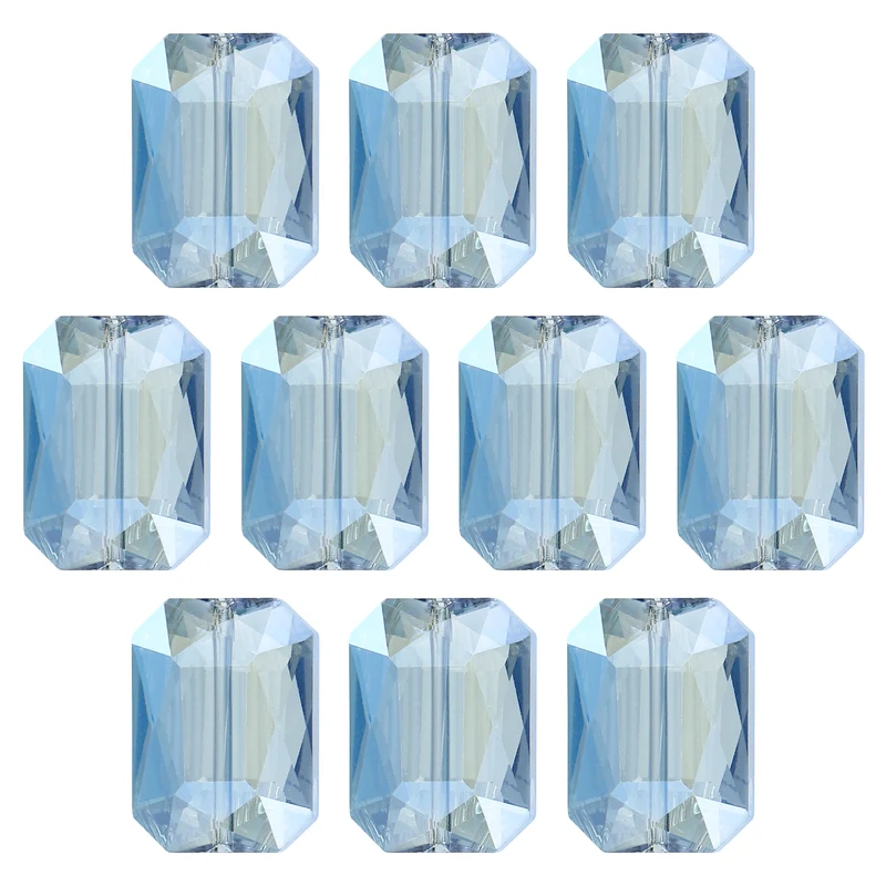 10Pcs Rectangle Crystal Glass Beads, Faceted Glass Beads, Dark Blue
