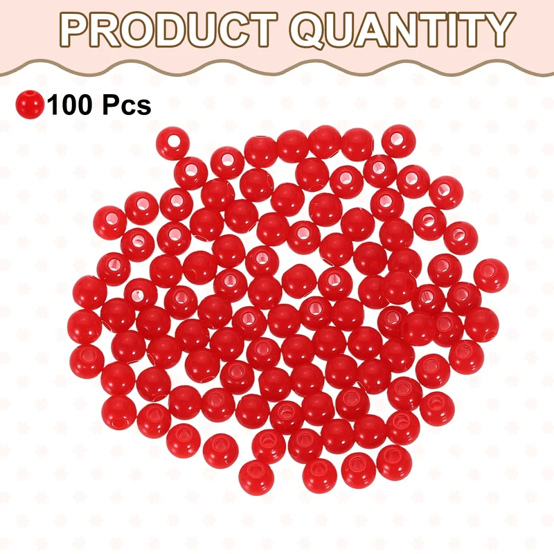 100pcs Red Acrylic Round Beads 6mm Plastic Resin Loose Bead