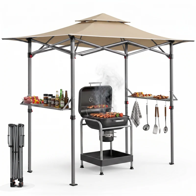 Sekey Grillpavillon Faltbar 250 x 150 cm – Wetterfest & Winterfest, Pop-Up Grillüberdachung mit UV-Schutz 50+, Tragbarer BBQ Pavillon für Garten, Terrasse & Camping