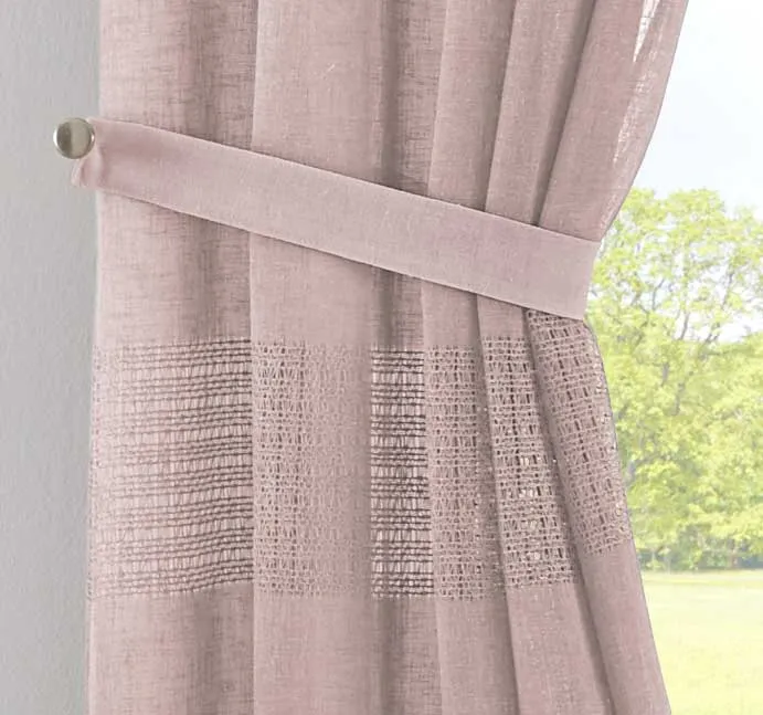 2er Set Gardinen Voile »Sanremo« Landhaus-Stil Querstreifen Leinen Häkel Optik Netzstruktur verdeckte Schlaufen Gardinenband 20190340-2otto