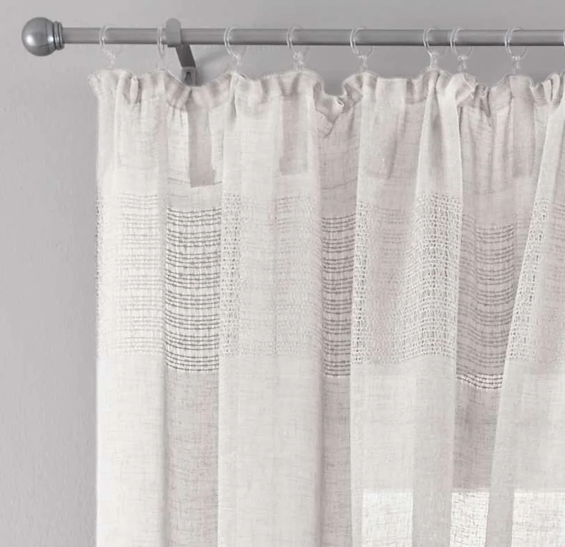 2er Set Gardinen Voile »Sanremo« Landhaus-Stil Querstreifen Leinen Häkel Optik Netzstruktur verdeckte Schlaufen Gardinenband 20190340-2otto