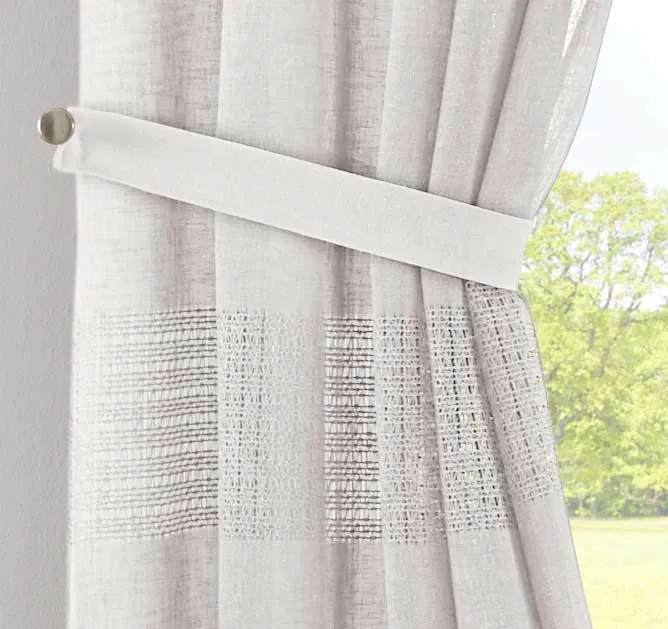 2er Set Gardinen Voile »Sanremo« Landhaus-Stil Querstreifen Leinen Häkel Optik Netzstruktur verdeckte Schlaufen Gardinenband 20190340-2otto