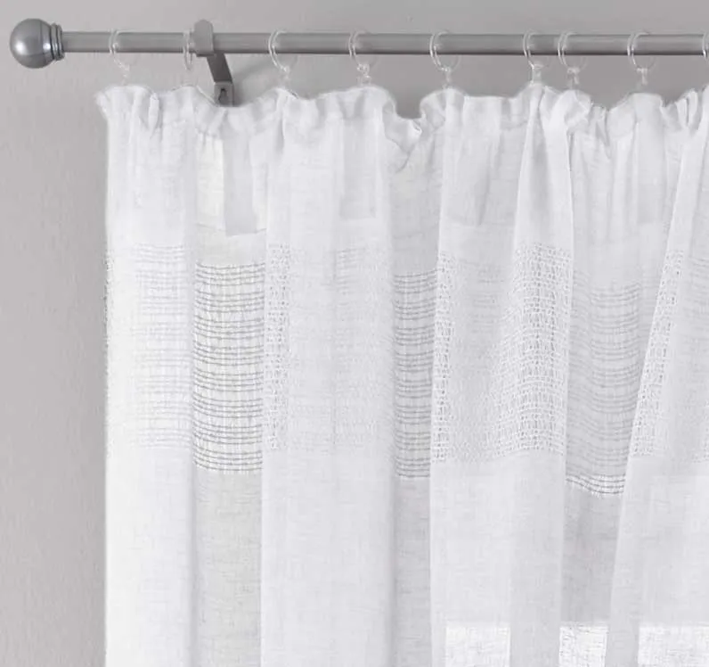 2er Set Gardinen Voile »Sanremo« Landhaus-Stil Querstreifen Leinen Häkel Optik Netzstruktur verdeckte Schlaufen Gardinenband 20190340-2otto