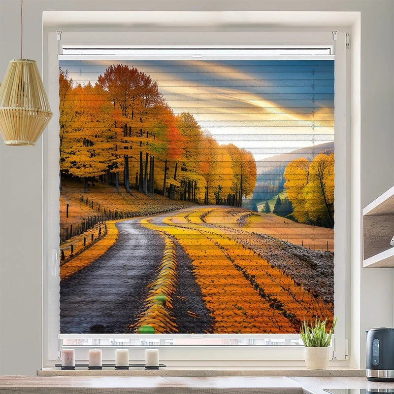 Wabenplissee Motiv "Herbst Wald Landschaft"