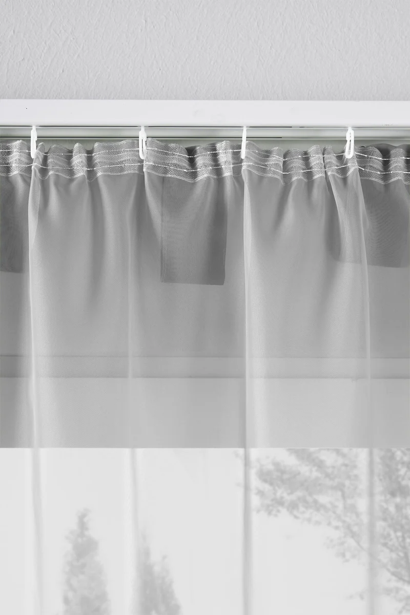 2er Pack Vorhänge Schlaufen HxB 255x140 cm Grau Uni Transparent Voile Kräuselband Schlaufenschals 202076-2