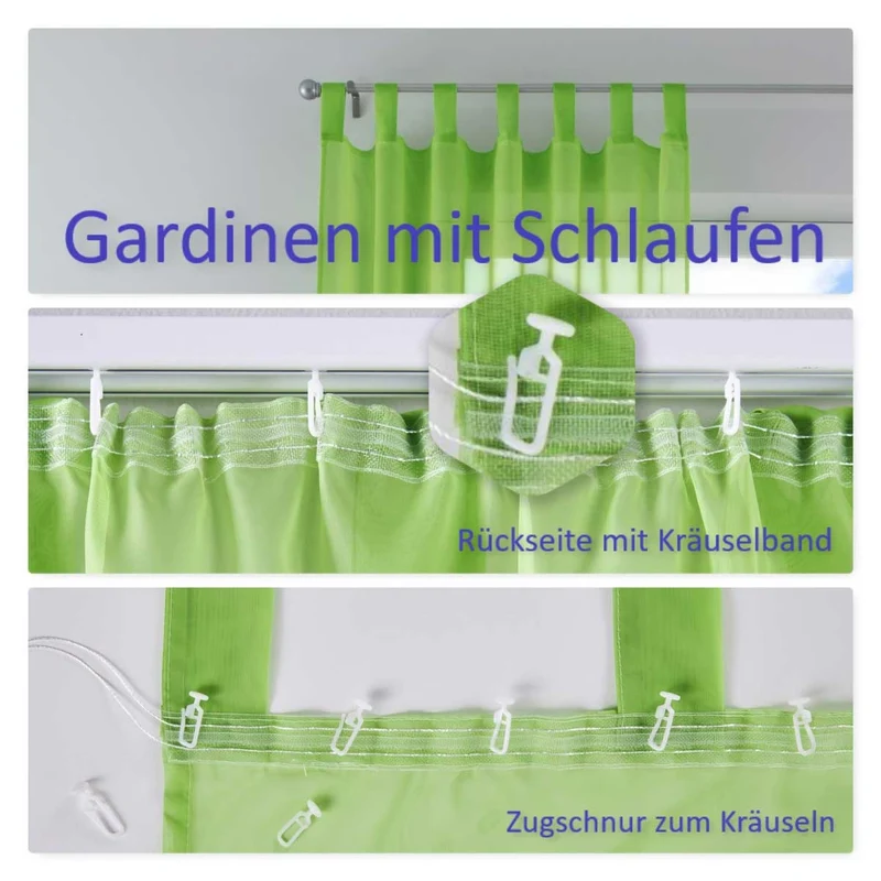 1er-Pack Gardine Transparent Vorhang Wohnzimmer Voile Schlaufenschal 202076