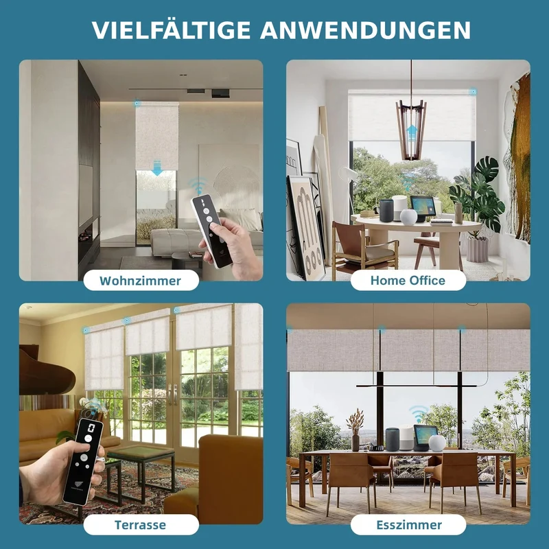 SmartWings festverdrahtete Rollos DC 12V 70% Verdunkelung Leinen