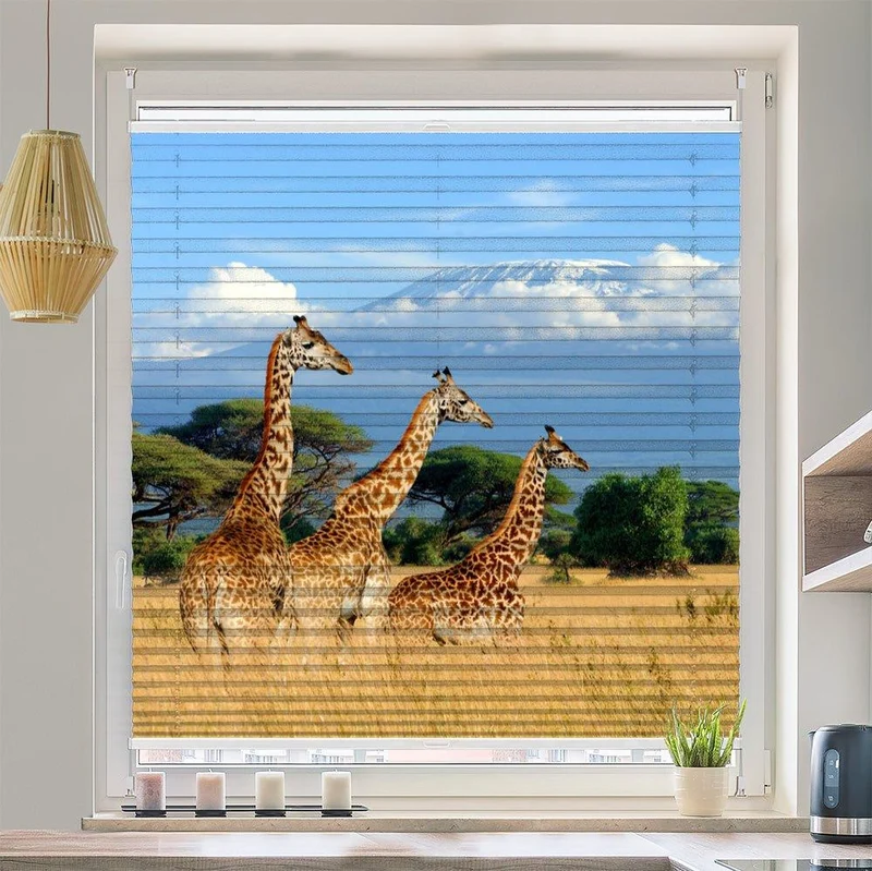 Wabenplissee Motiv "Giraffen Afrika Savanne"