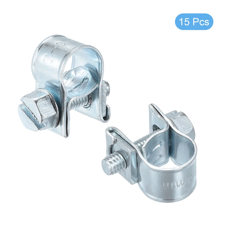 15Pcs Fuel Line Pipe Hose Clamp Clip, 7-9mm Fuel Injection Hose Clamp Adjustable Pipe Hose Clip Tube Clamps for Plumbing Automotive and Industrial